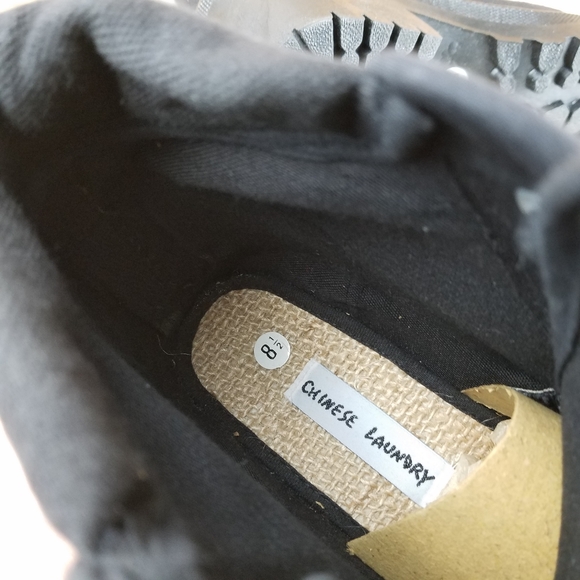 Black Canvas Combat Military Biker Moto Ankle Boots Heeled Lace up 8.5M NEW CL - Picture 8 of 9